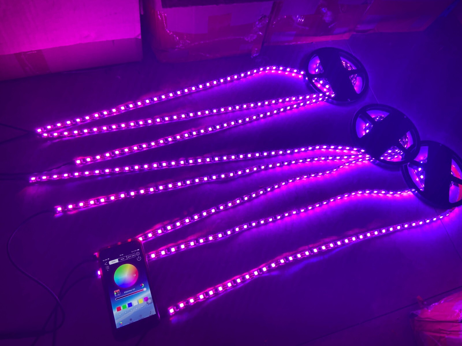 Tinted Blackout x8PCS 4FT APP+Remote CHASING Dream Color Strips Slingshot Lights