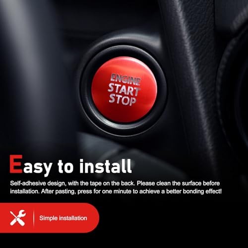 Engine Start Stop Push Button Cover Trim, Aluminum Alloy Push to Start Button