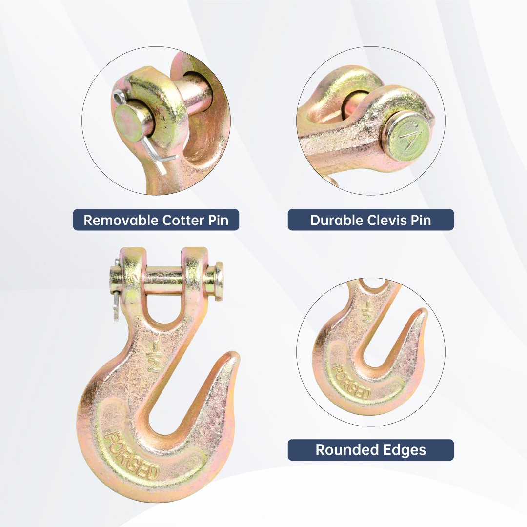 2 Pack G70 1/2" Clevis Grab Hooks Tow Chain Hook Flatbed Truck Trailer Tie Down