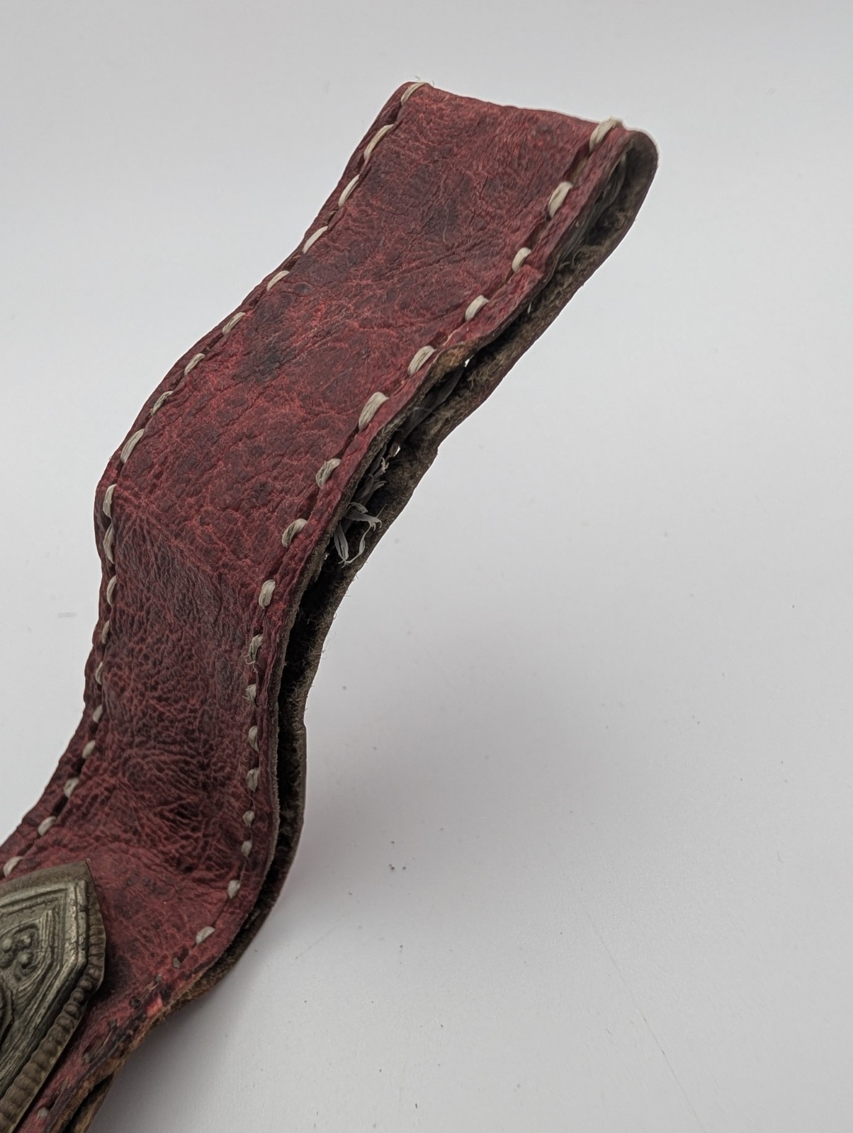 Antique 19thC Tibetan Chakmak Tinder Pouch & Matching Leather Belt Strap Set