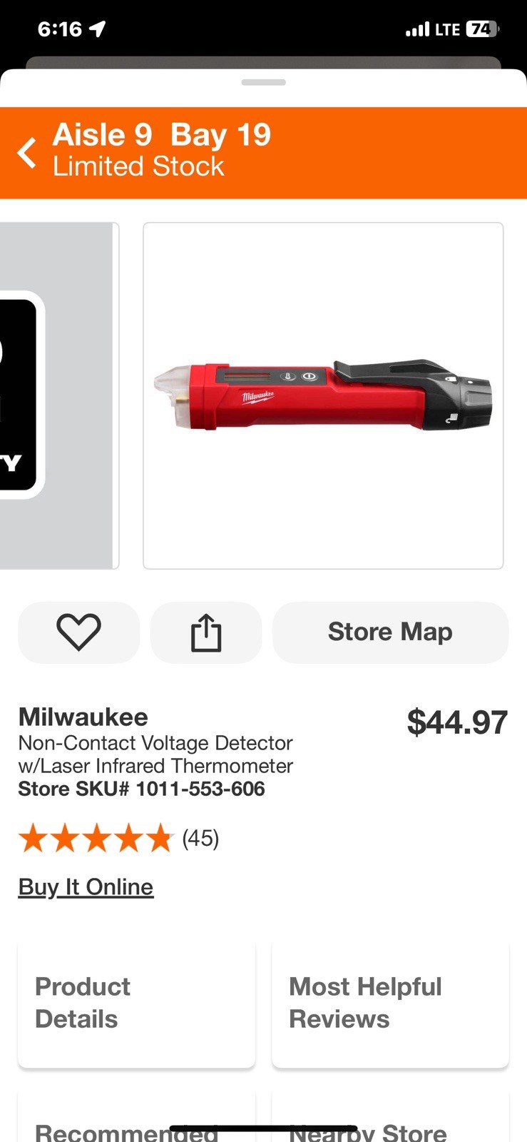 Milwaukee 2225-20 Non-Contact Voltage Detector with Infrared Laser Thermometer