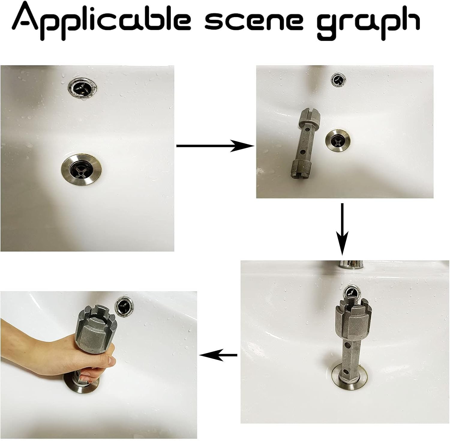 Tub Drain Remover & Basin Wrench, Dual Ended Ratchet Wrench Use to Silver