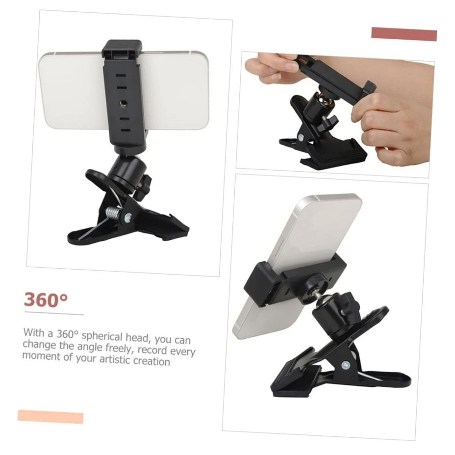 1 pc Guitar Headstock Phone Holder Clip 360° Ball Head Live Video Stand