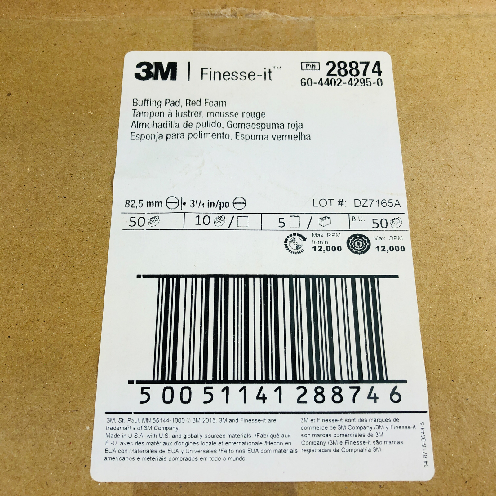 50pk/Case 3M Buffing Pad Finesse-It 28874 Red Foam Waffle Face 3-1/4 Inch New