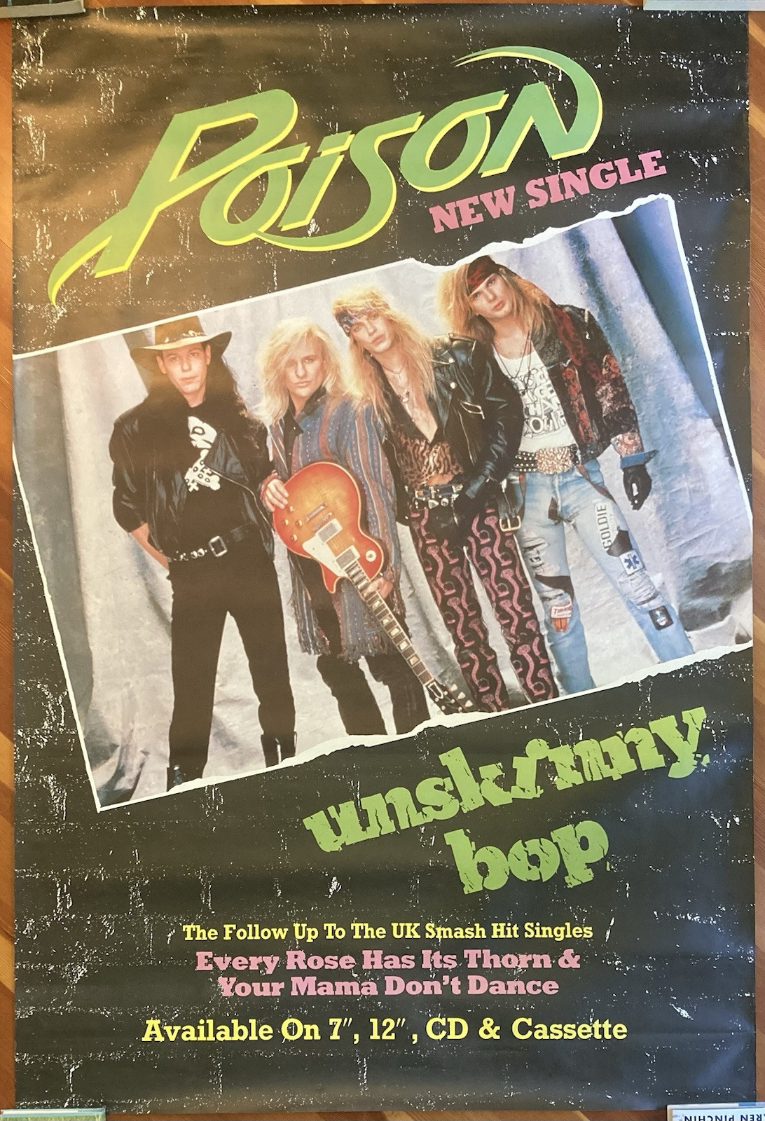 1980 Glam Metal POISON Unskinny Bop HUGE UK Subway Poster 40 X 60 Bret Michaels