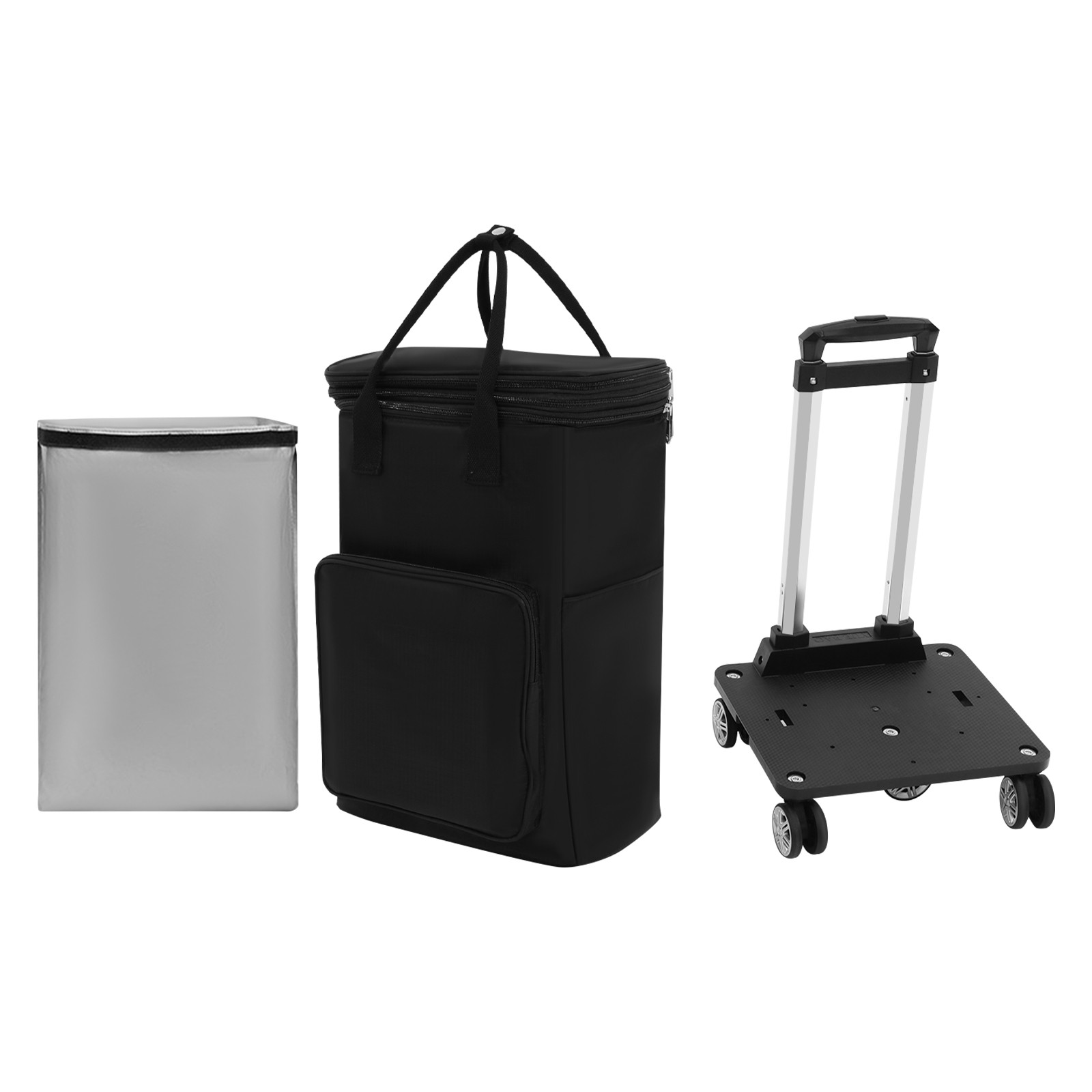 2 In 1 Shopping Cart With Wheels Grocery Cart Black Portable Utility Dolly Cart