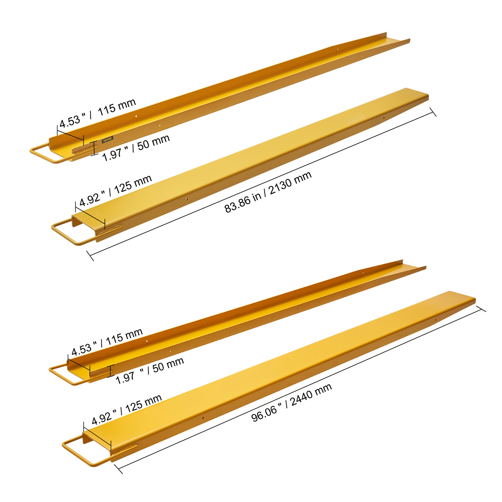 VEVOR Pallet Fork Extension 60'' 72'' 84'' 96'' Forklift Extensions for Truck