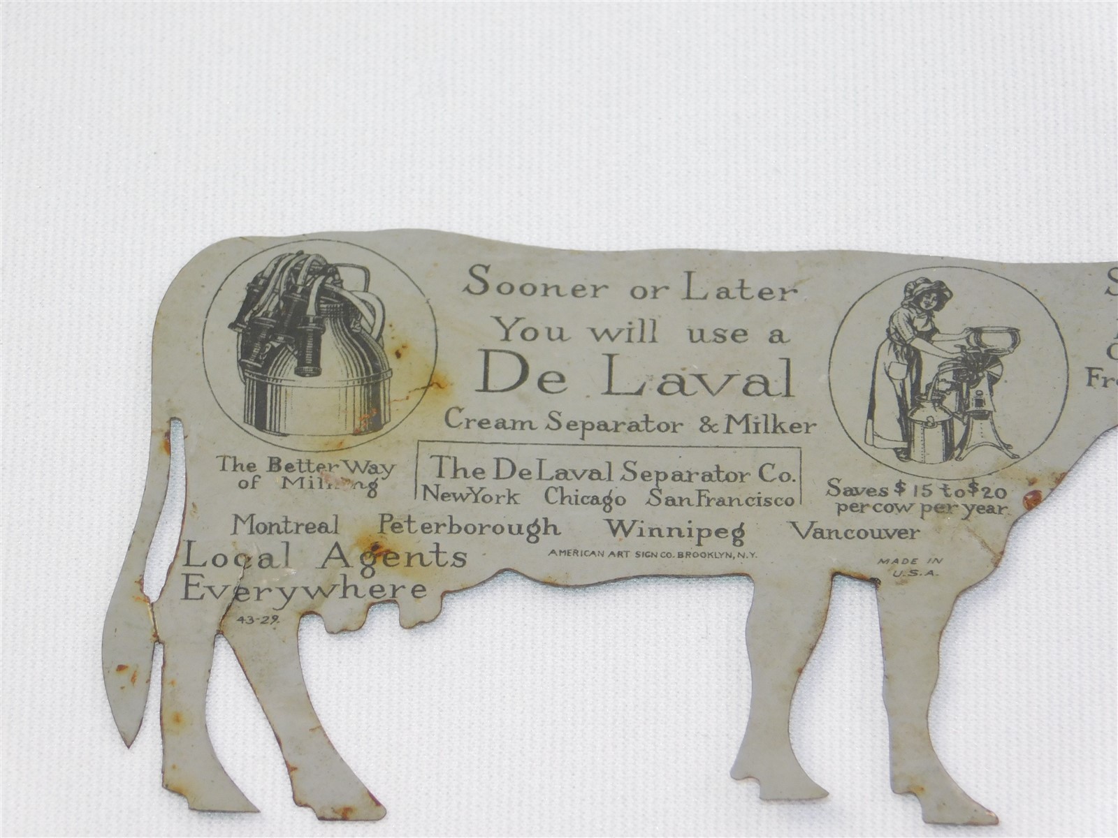 Antique De Laval Cream Separator Tin Holstein Cow & Calf Advertising Set