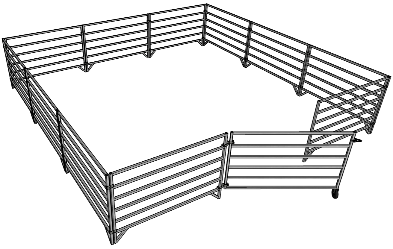 11 PACK OF ALUMINUM 5 Ft LONG 6 RAIL 40" SHEEP & GOAT PANELS & 1 GATE PEN ARENA