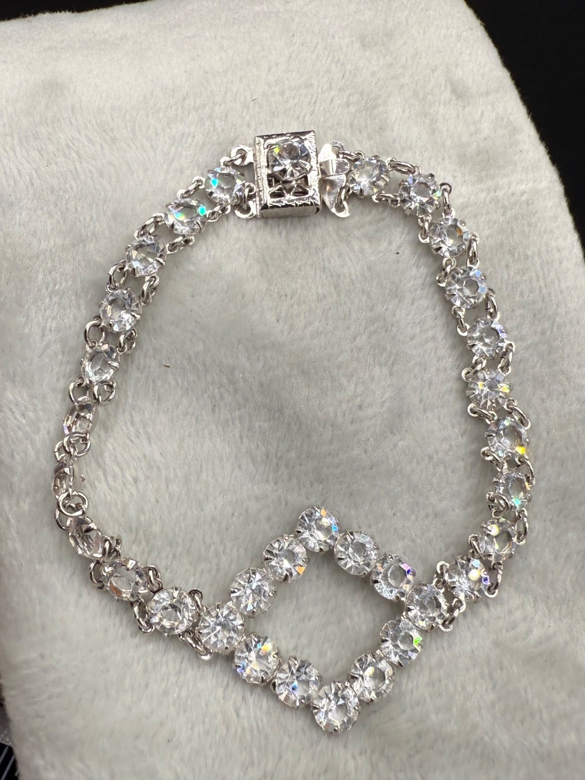 Vintage Crystal Bracelet Open Back Wedding Prom Formal 7"