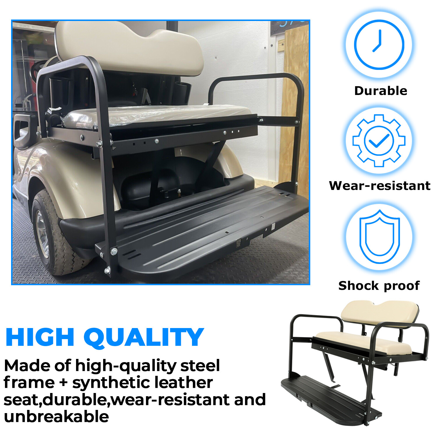 For 07-16 Yamaha Drive G29 Golf Cart Flip Folding Rear Back Seat Kit