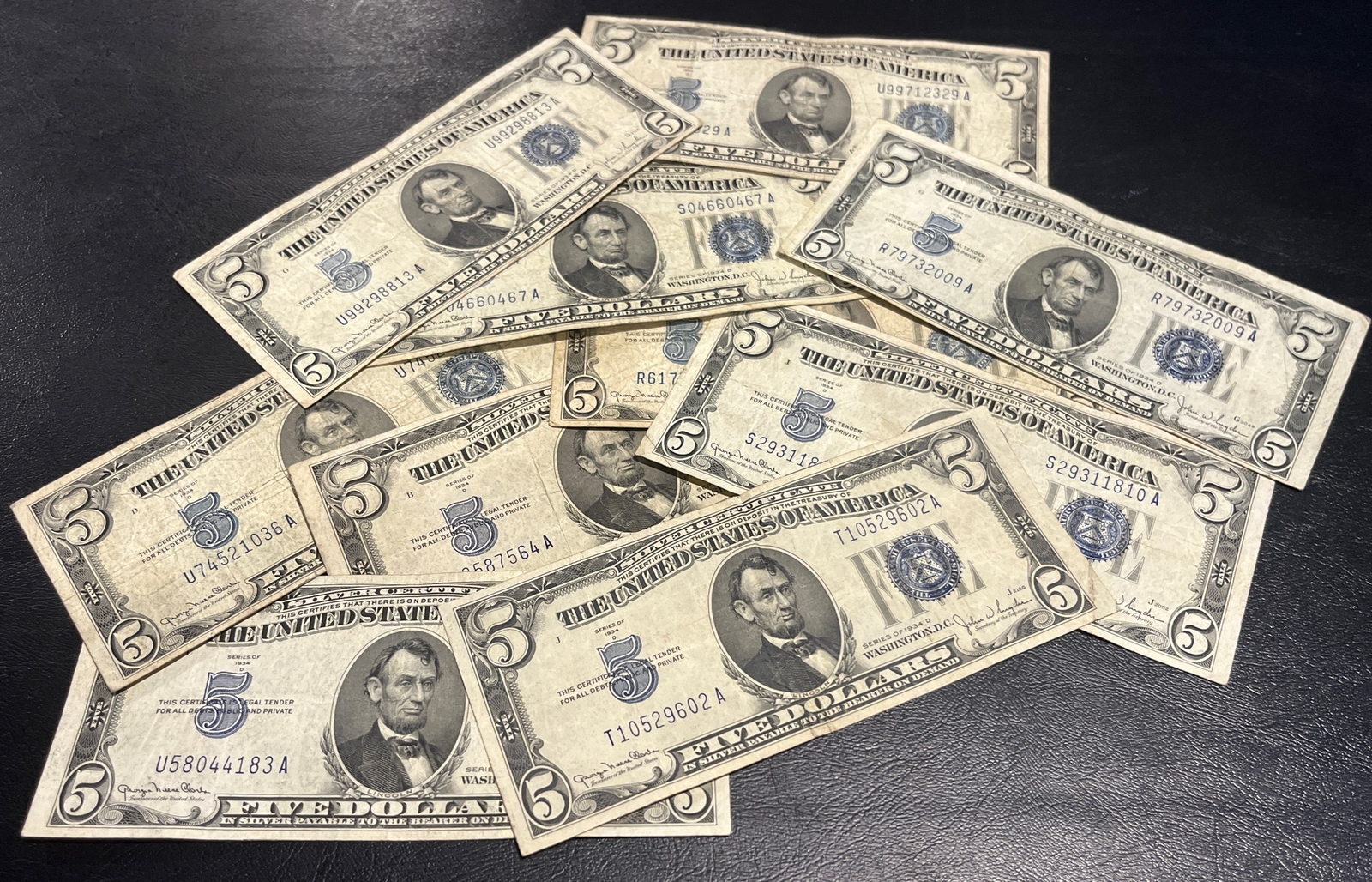 1934 Five Dollar ($5) Bill Silver Certificate Average Circulated Clean • 1 NOTE