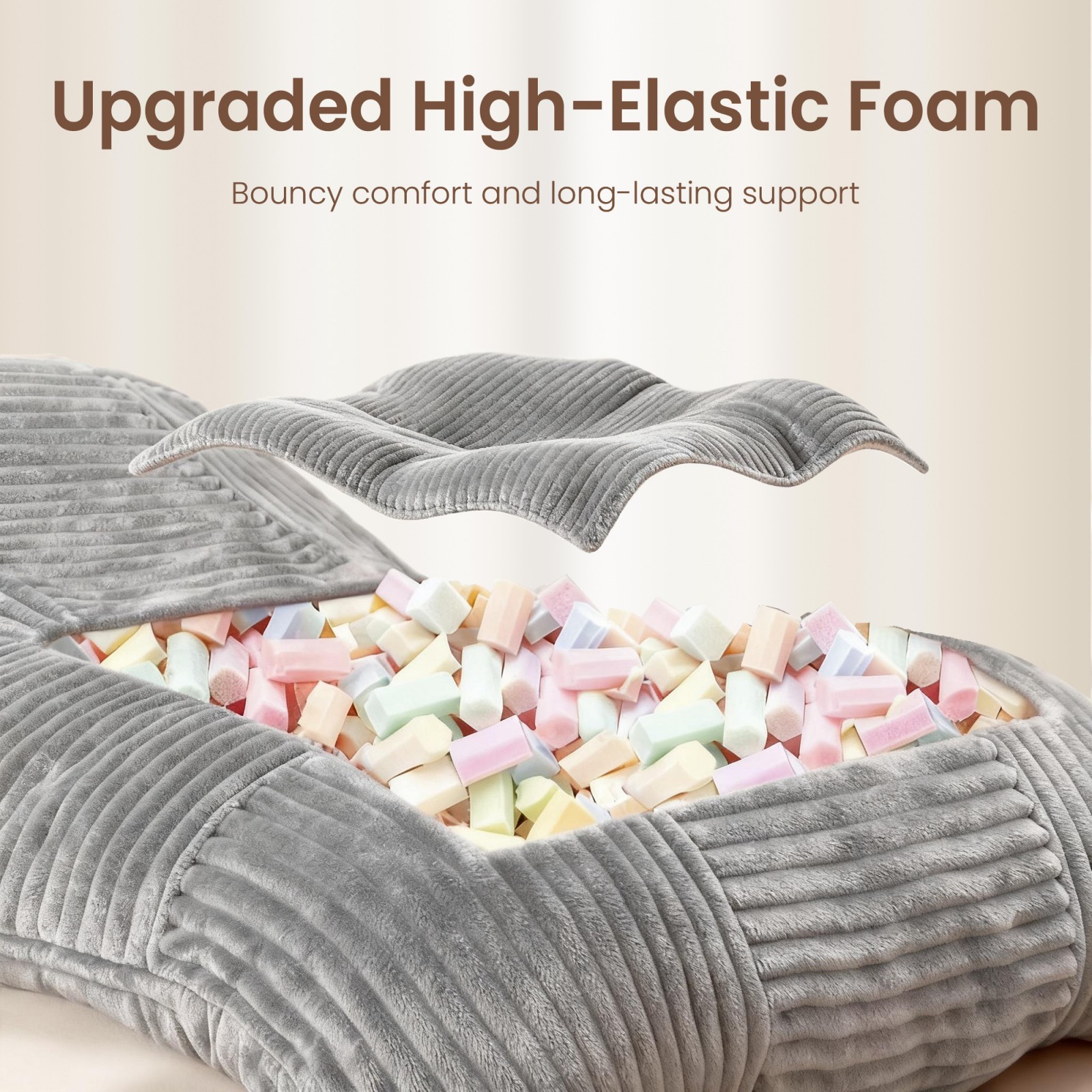 Bean Bag Chair Giant Lounge Chair with Metal Base for Living Room Lazy Sofa Bed