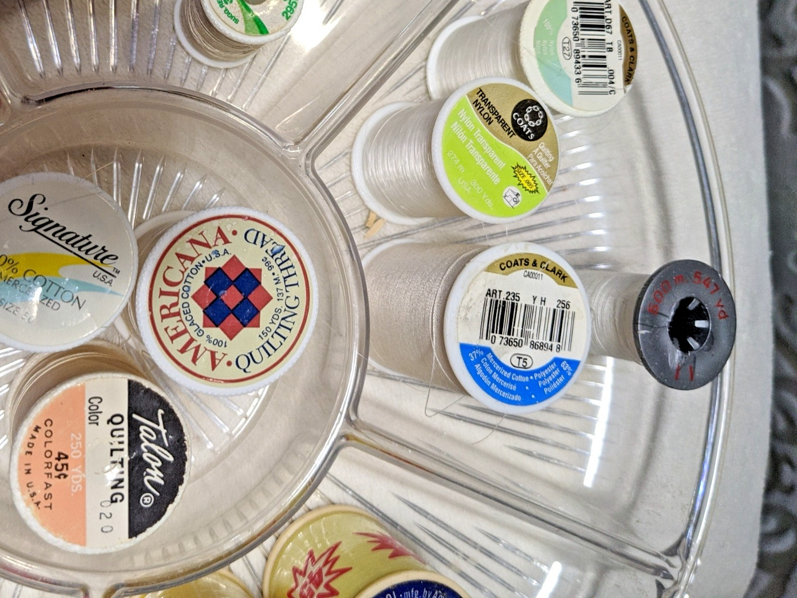 Lot of 50+ Polyester & Cotton Mixed Brand & Colors New & Used Threads