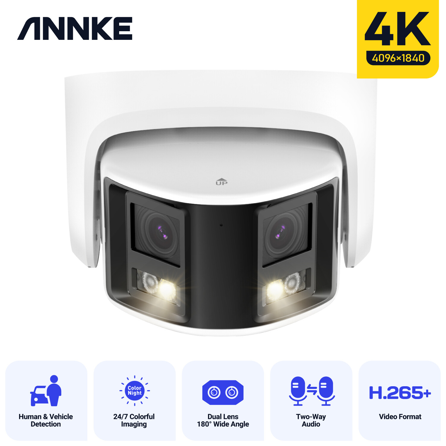 ANNKE 4K Full Color Night PoE Security IP Camera Dual Lens Two-Way Audio Outdoor