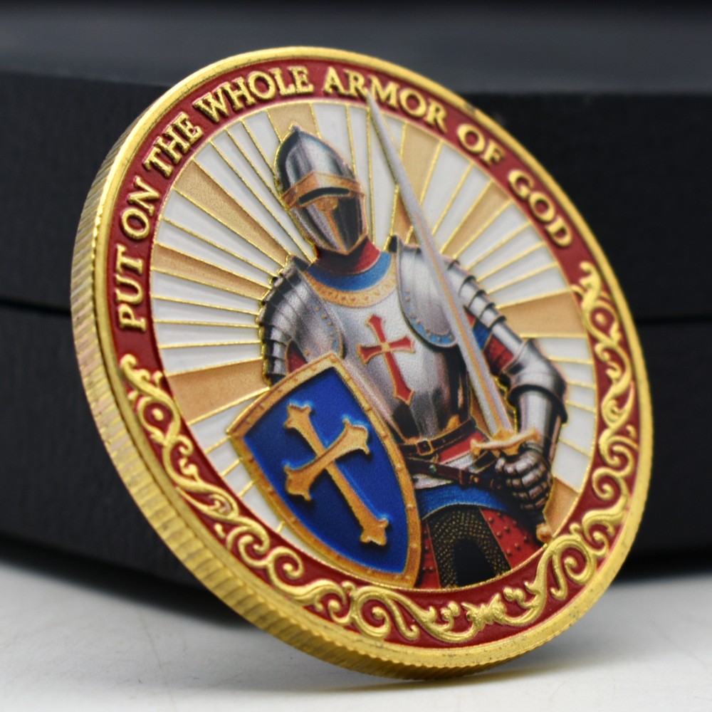 Christian Knight Armor of God Challenge Coin Religious Collectibles Medal Gift