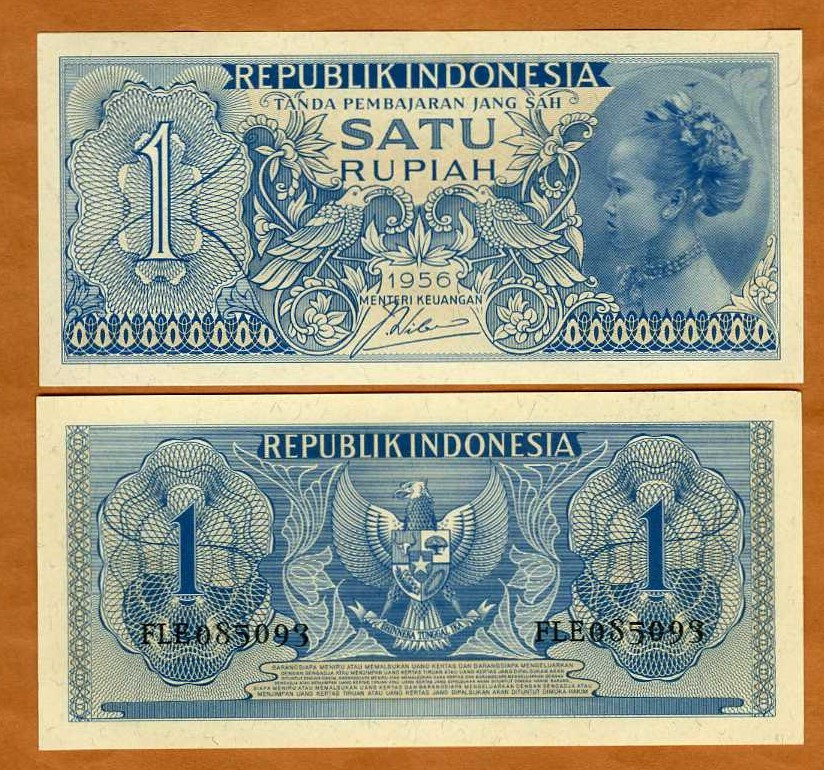 Indonesia, 1 Rupiah, 1956, P-74, UNC   Javanese Girl