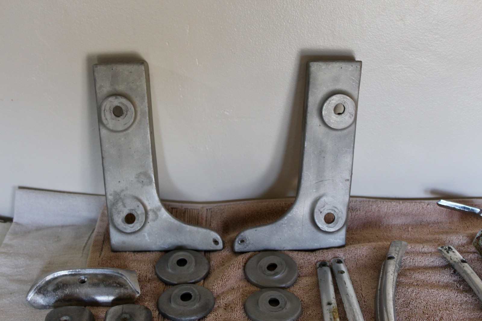 vintage aluminum boat parts cleats, trim, 20 piece lot