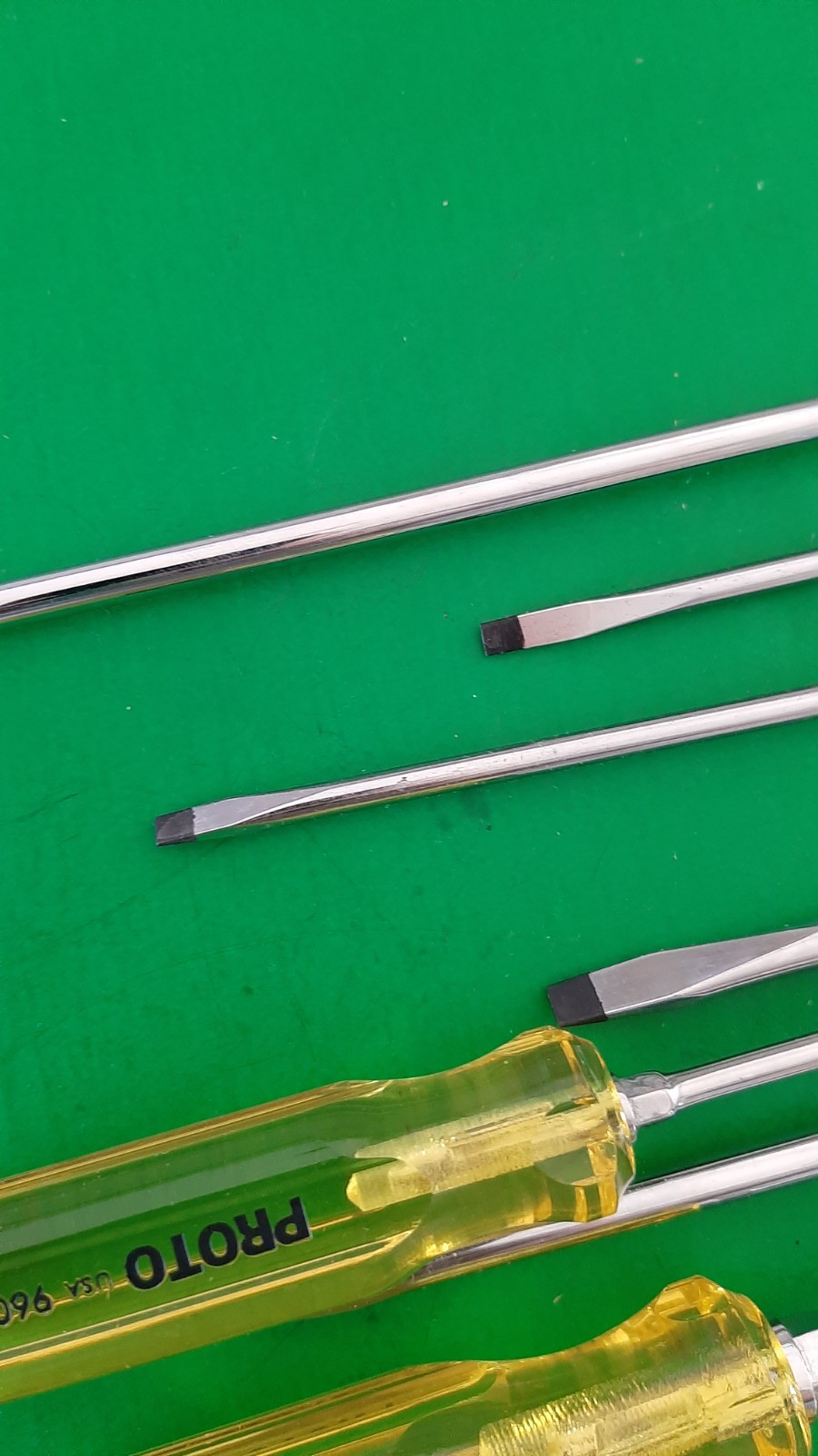 NOS NEW PROTO USA 10 Piece Clear Yellow Handle Screwdriver Set Flat Tip Slotted