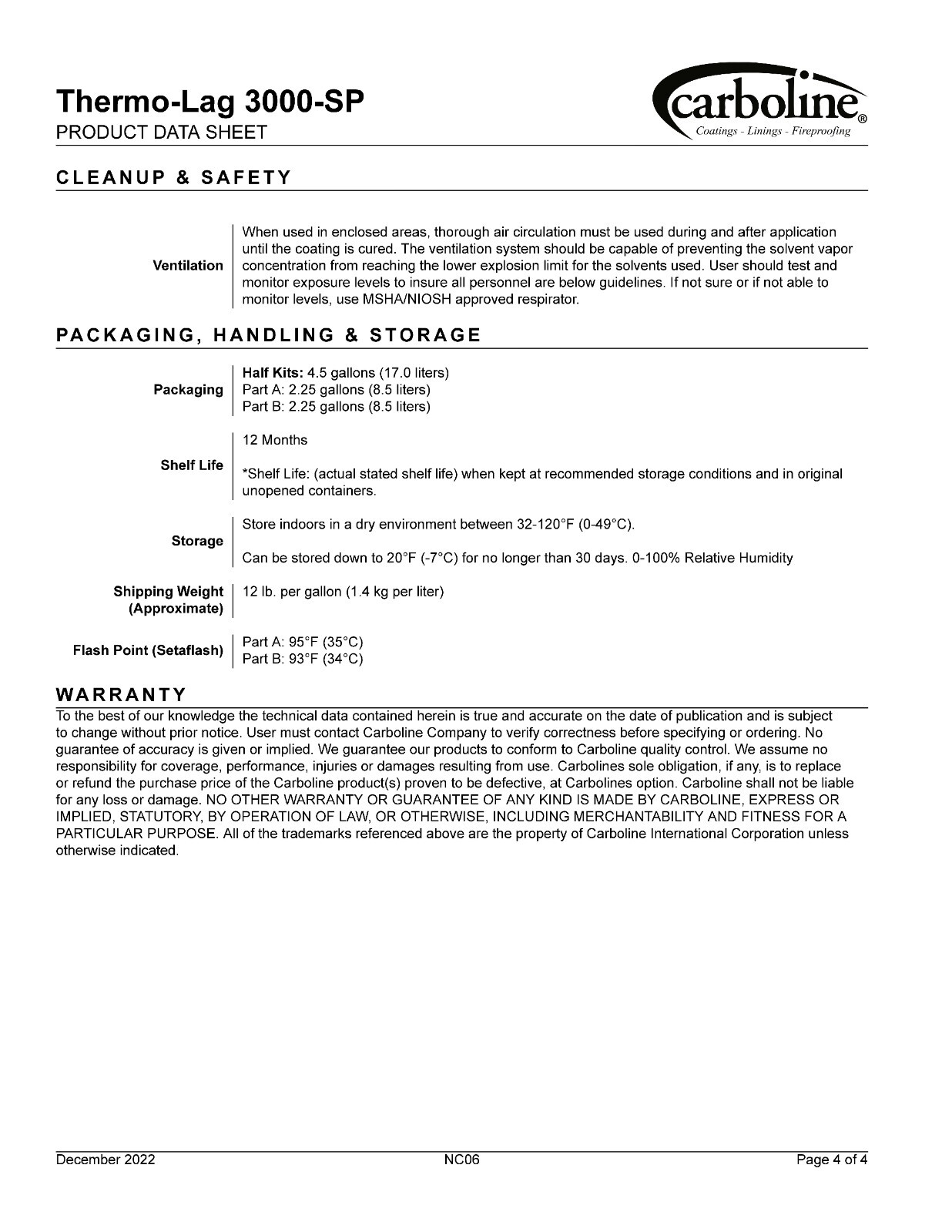 Carboline Thermo-Lag 3000-SP Part B Fireproof Coating 2.25GL