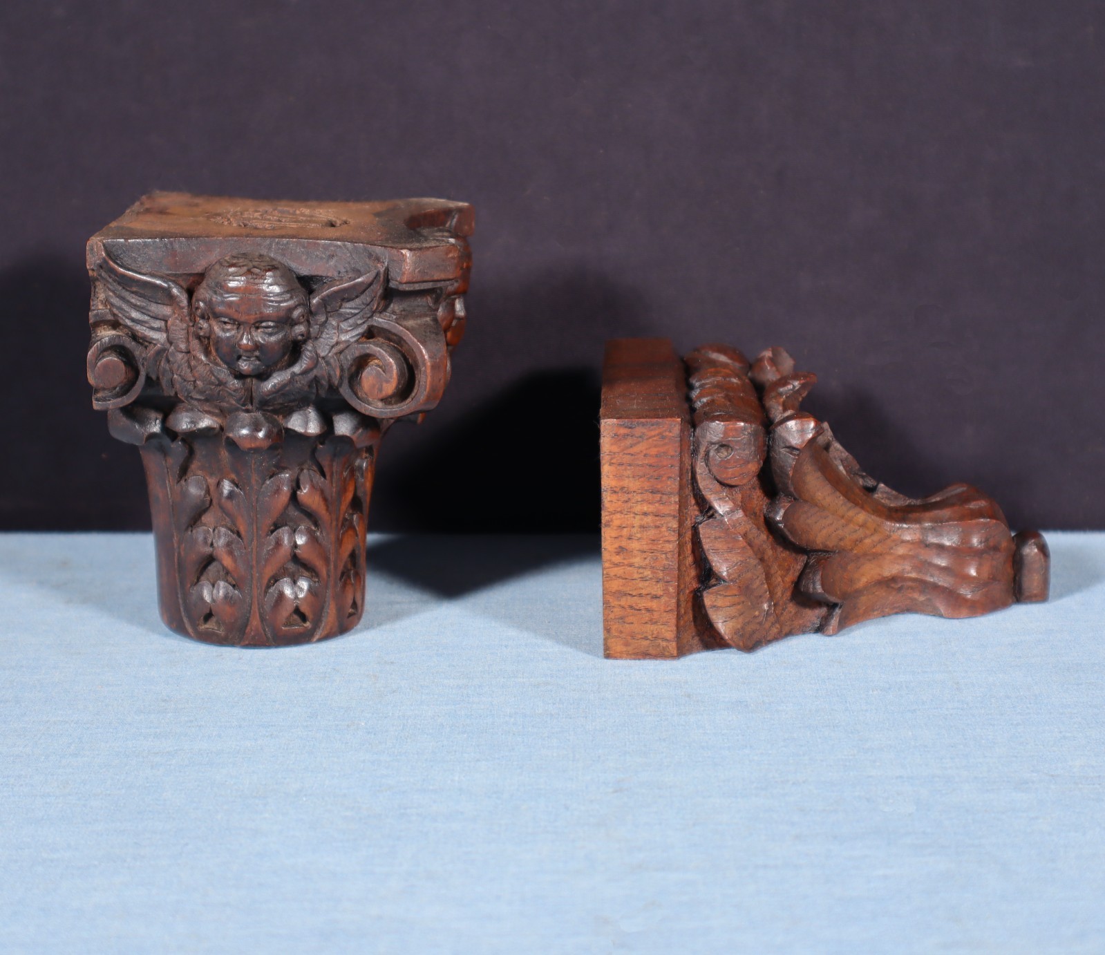 Two French Antique Highly Carved Trim/Corbels Solid Oak and Walnut Wood