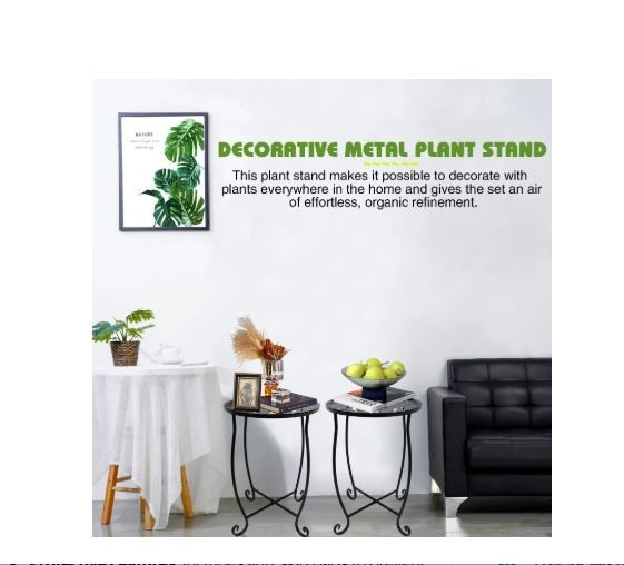 2 Pack Indoor Outdoor Side Tables, Weather Resistant Metal Patio Side Table