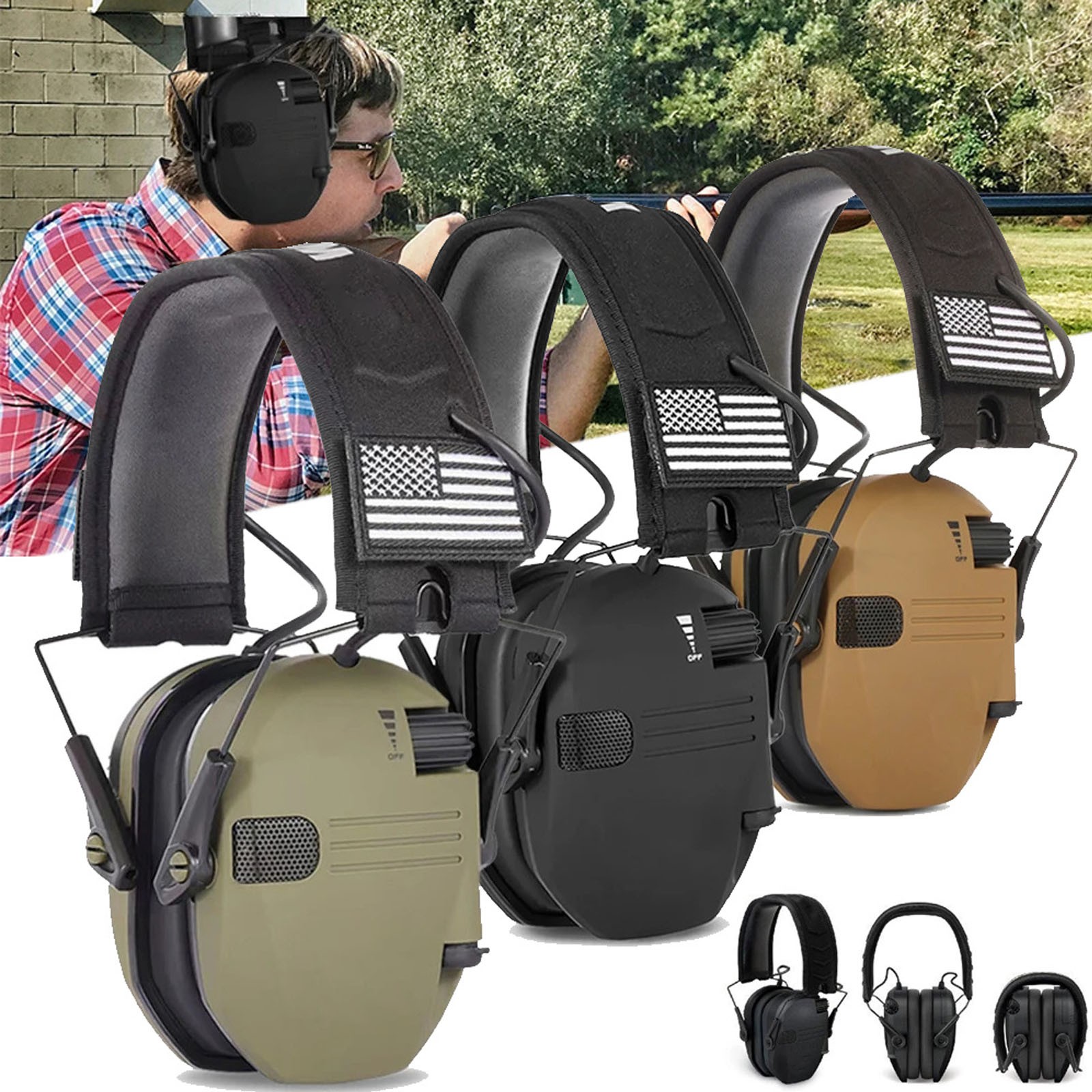 Electronic Ear muff Shooting Ear Protection Hearing Muff Slim Anti-noise