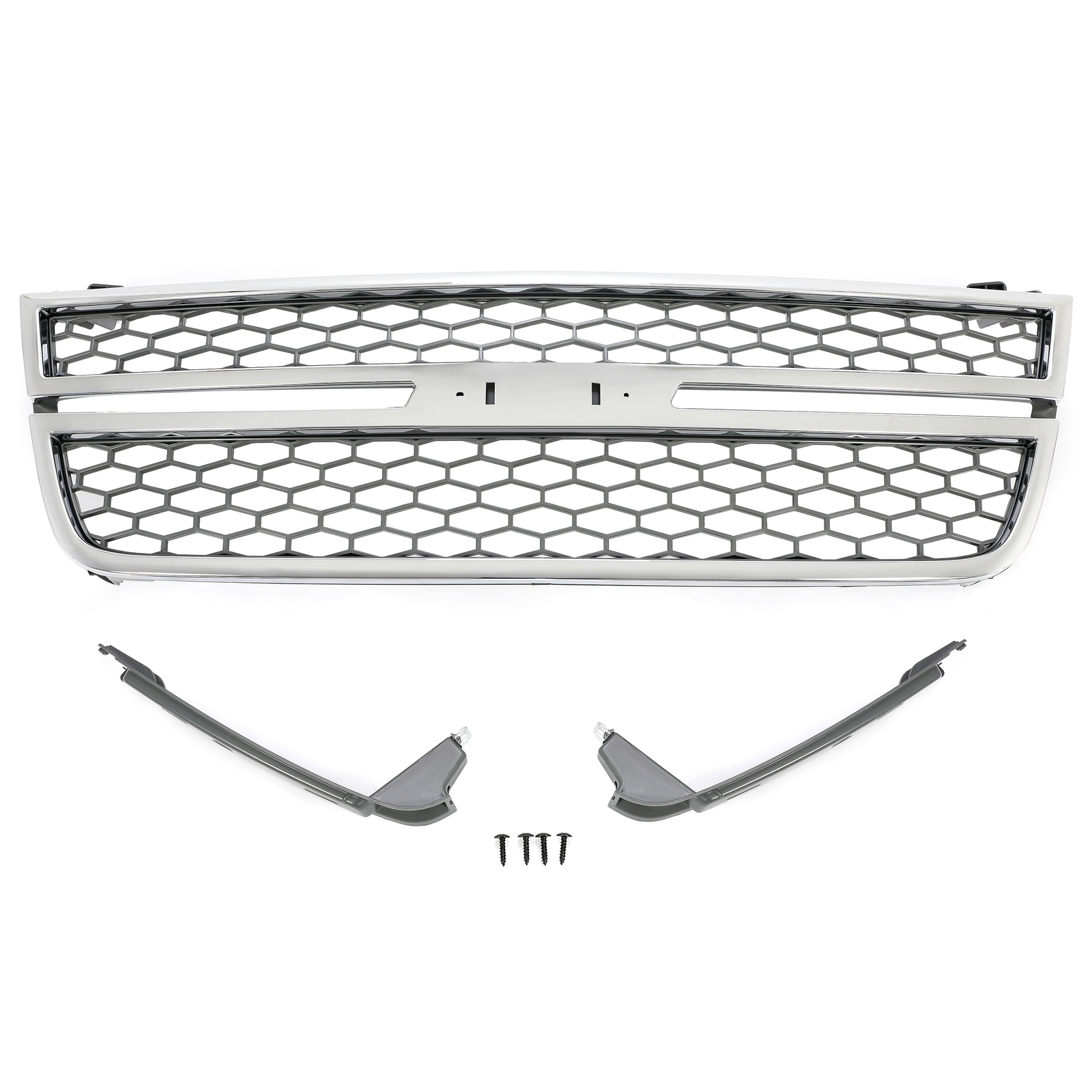 Honeycomb Grille for 03-07 Silverado 1500 2500 3500 Pickup Chrome & Gray