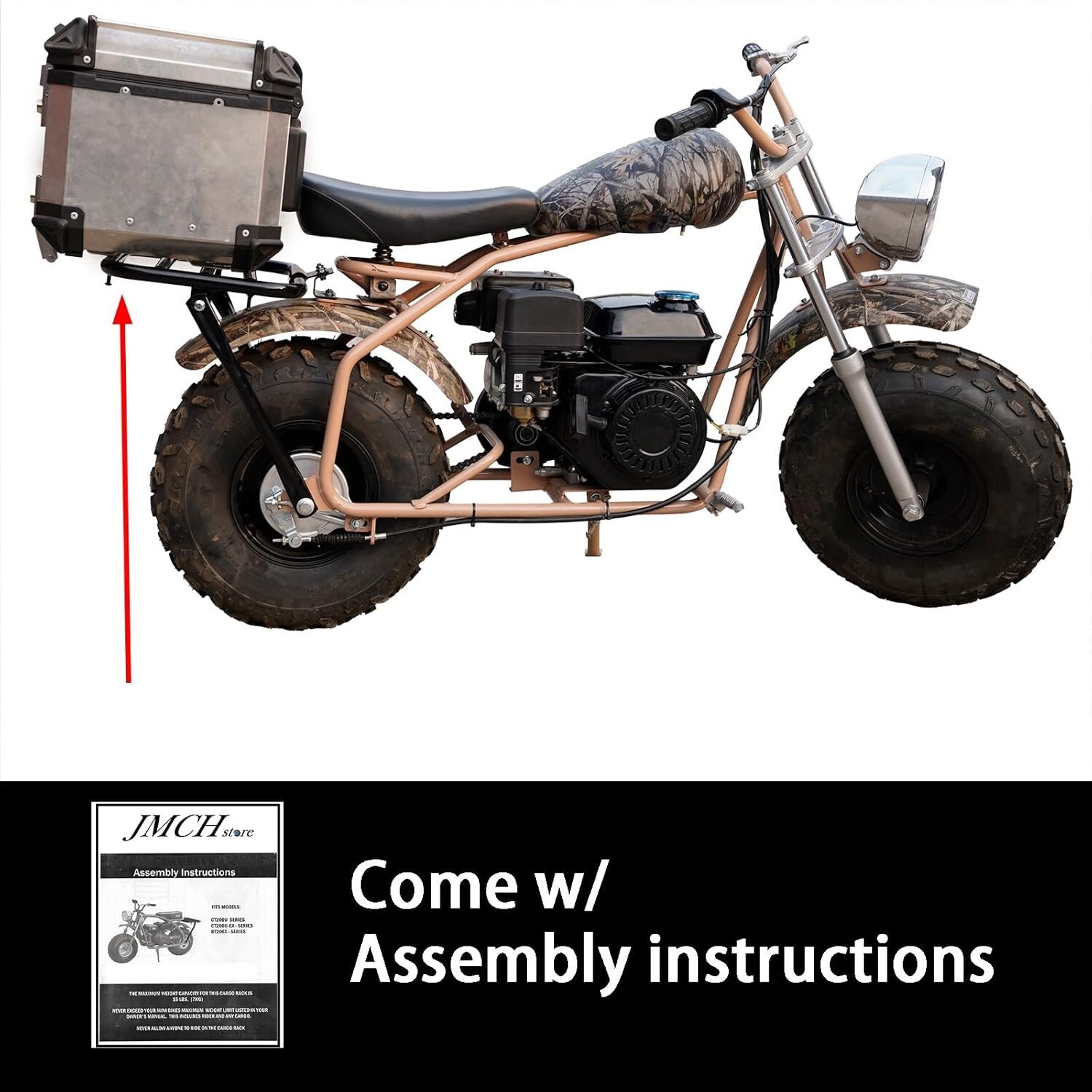 Mini Bike Rear Cargo Rack Assembly Kit for Coleman CT200U EX BT200X, Axis M200
