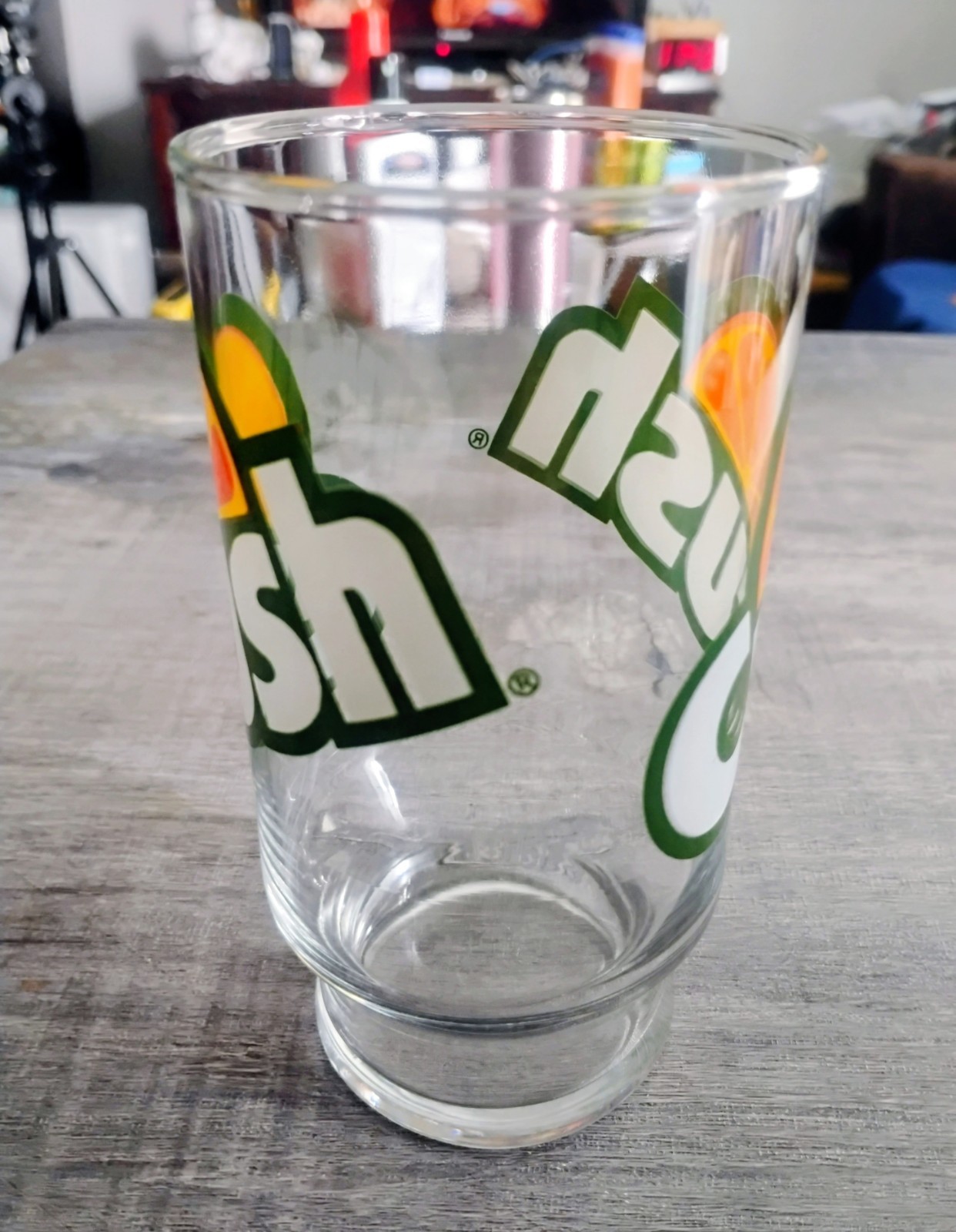 Vintage Orange Crush Drinking Glass * Retro Logo * Footed Pedestal Base