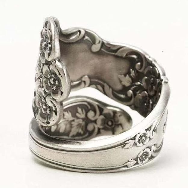 925 Sterling Silver Oxidized Spoon Ring Adjustable Jewelry Gifts for...