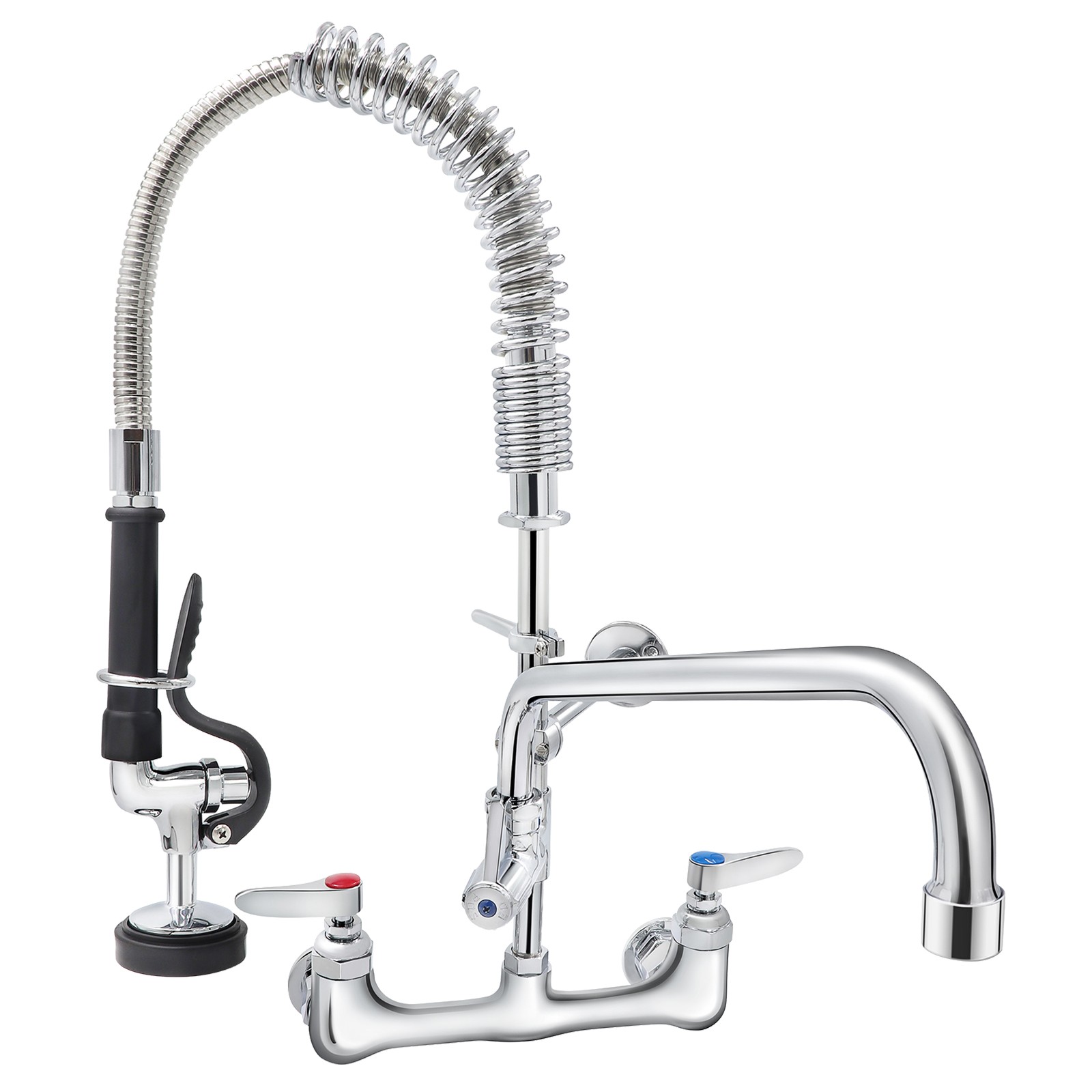 Commercial Pre-Rinse Kitchen Sink Faucet w/ Sprayer Mixer Tap 21-47in