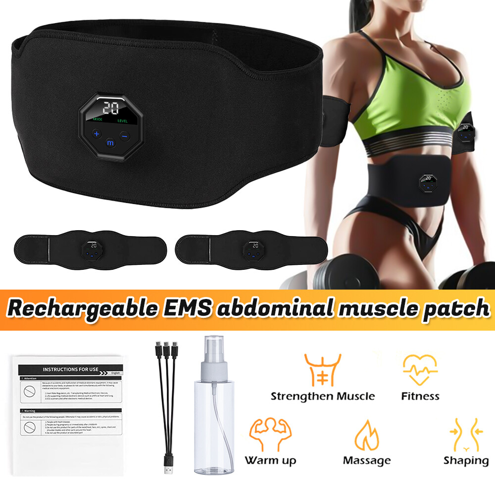 Abdominal Toning Belt Abs Training EMS Electric Muscle Stimulation Rechargeable