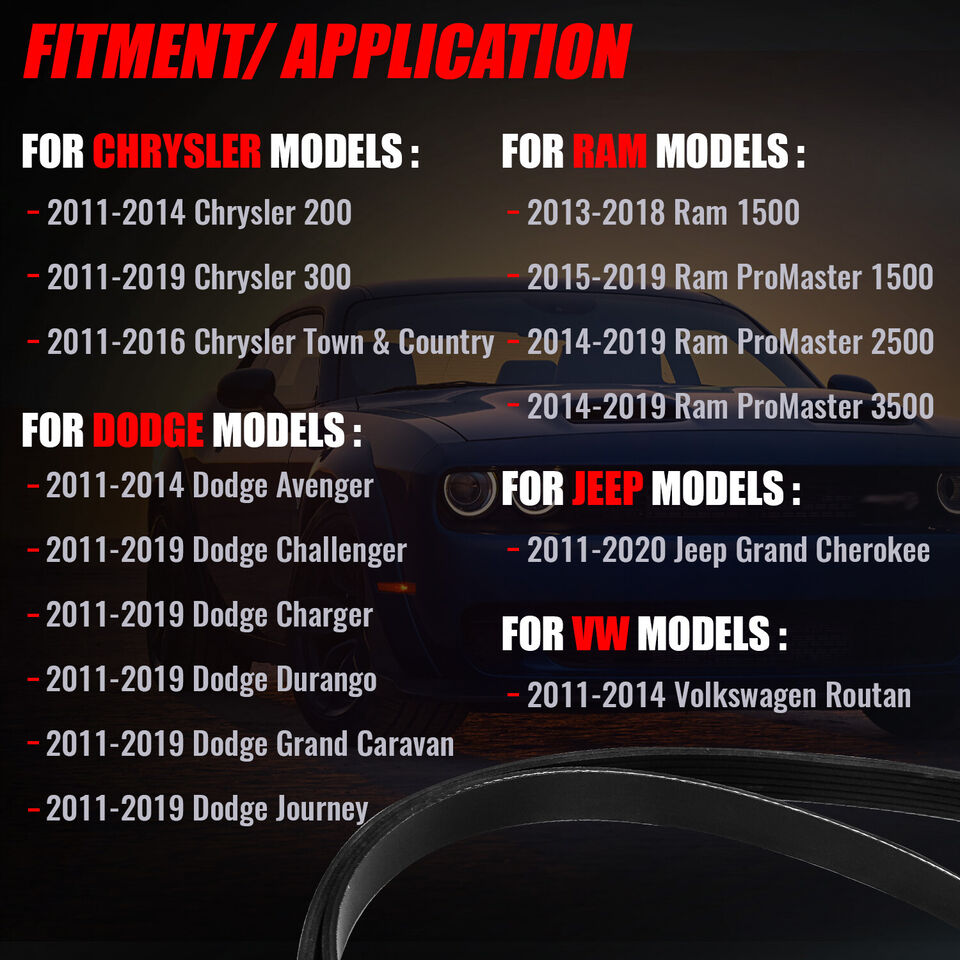 90K-39282D Drive Serpentine Belt Tensioner Idler Pulley Kit For Chrysler Dodge