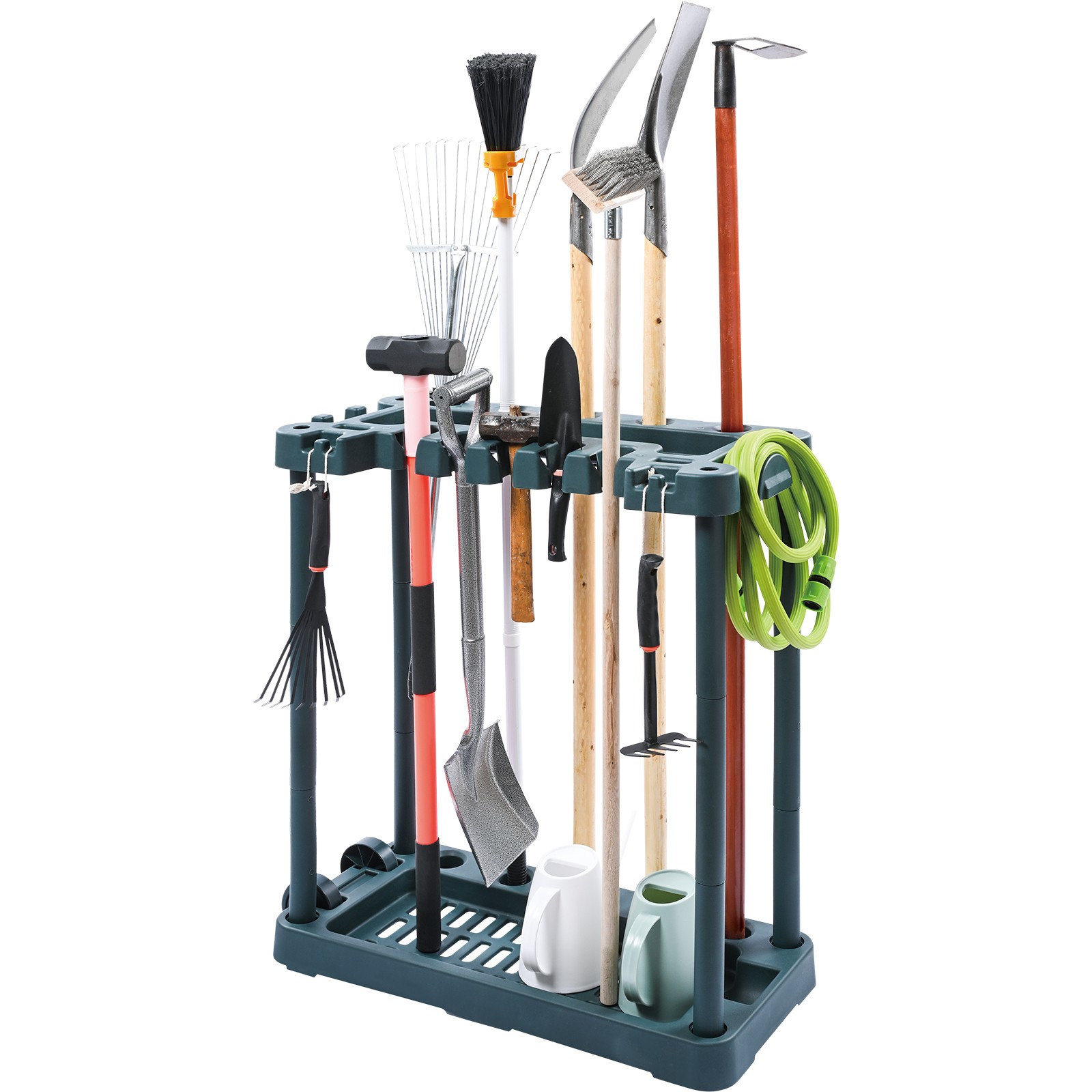 Uimoso Garden Tool Storage Rack Garage Organizer 10 Slots Yard Broom Mop Holder