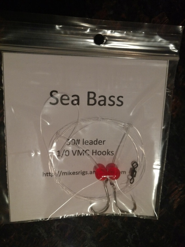 Hand Tied Black Sea Bass Fishing Rigs VMC Hooks Ling Porgy Cod