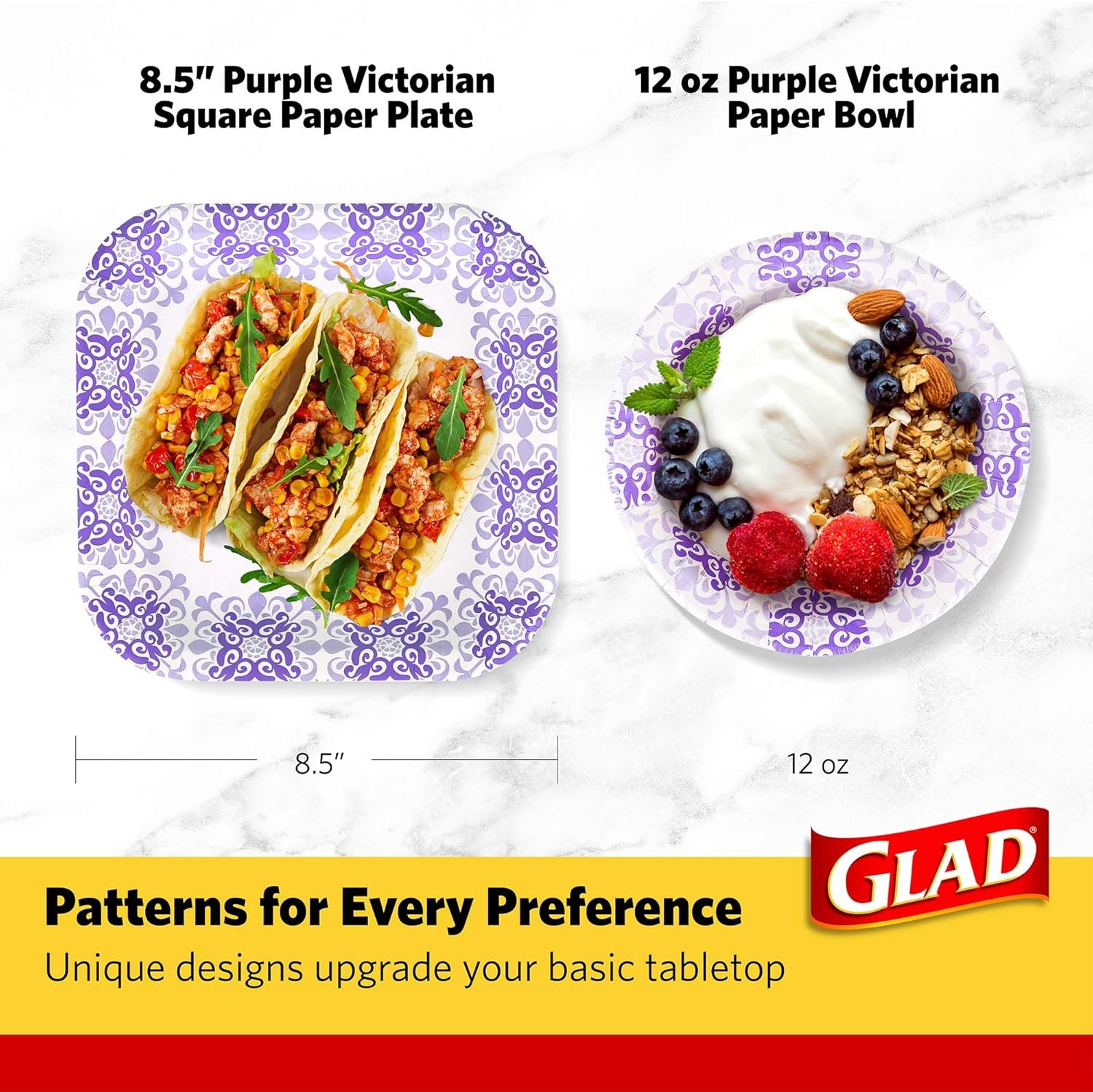 Heavy Duty Square Paper Plates for All Occasions | 8.5" Disposable 50
