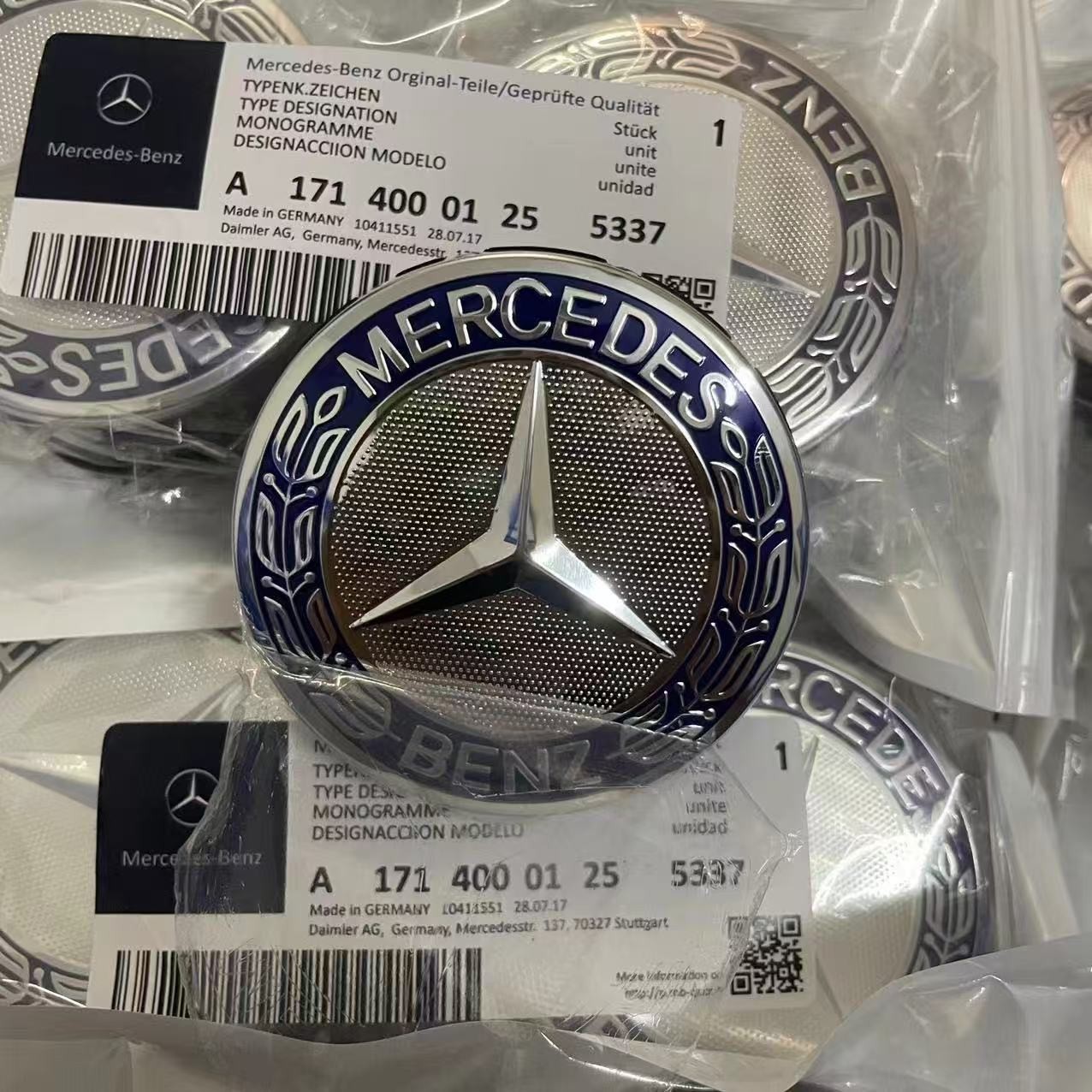 4PCS For Mercedes Benz Wheel Center Caps Badge Emblem Blue Rim Hub Cover 75mm