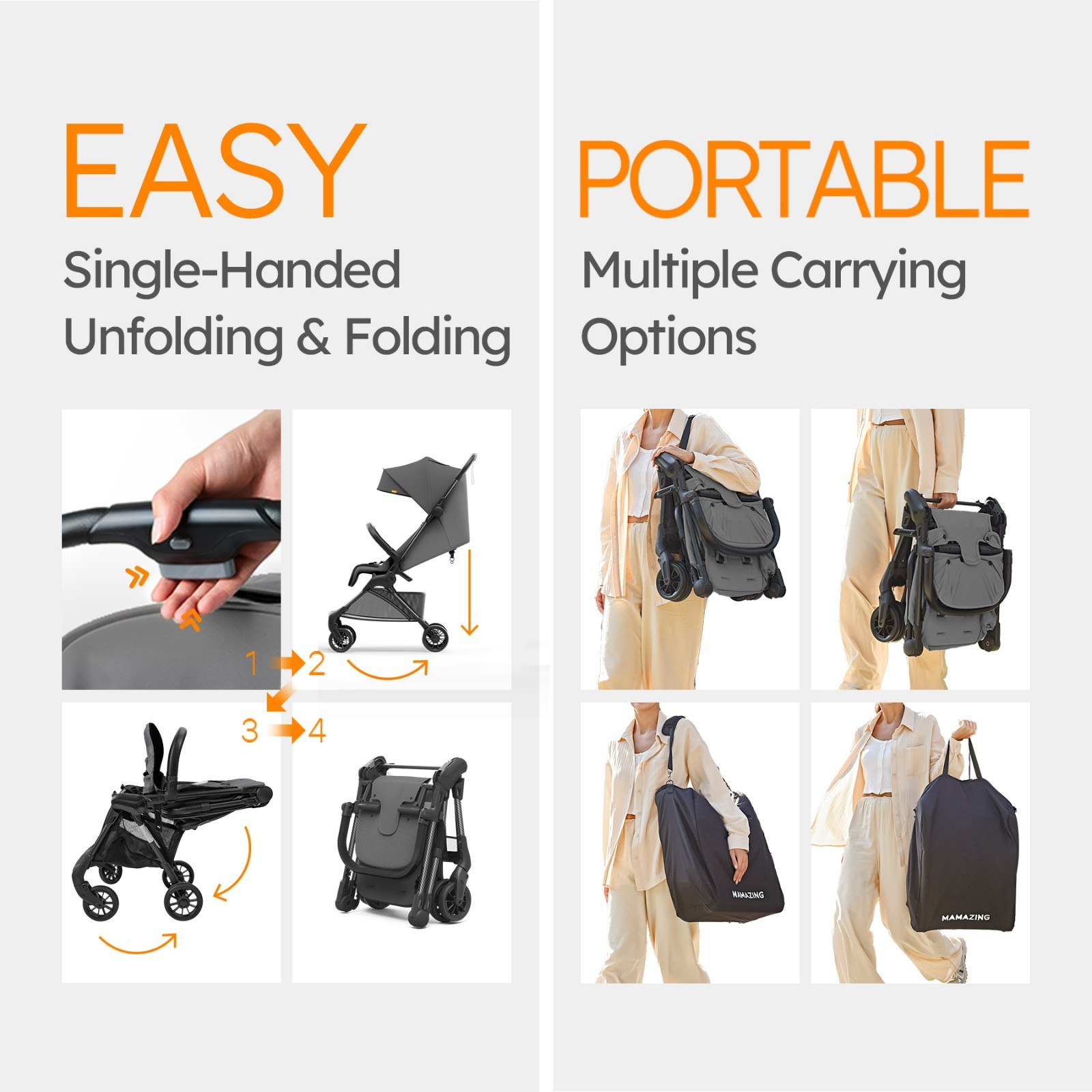 MAMAZING Ultra Air X Carbon Fiber Baby Stroller 9.9 lbs, Compact Travel-Friendly