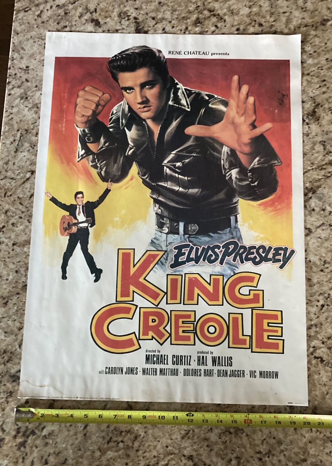 1986 ELVIS PRESLEY KING CREOLE LITHO POSTER 28'' X 20''
