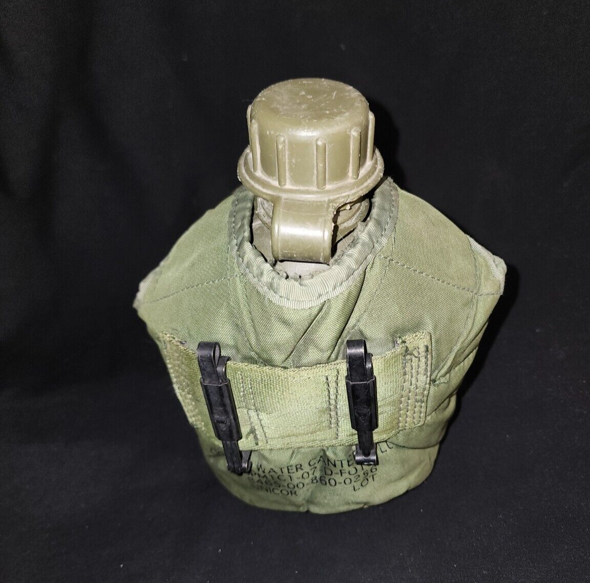 1QT Canteen & Cover Pouch LC2 1 Quart OD Green with 2 Clips SET US Military