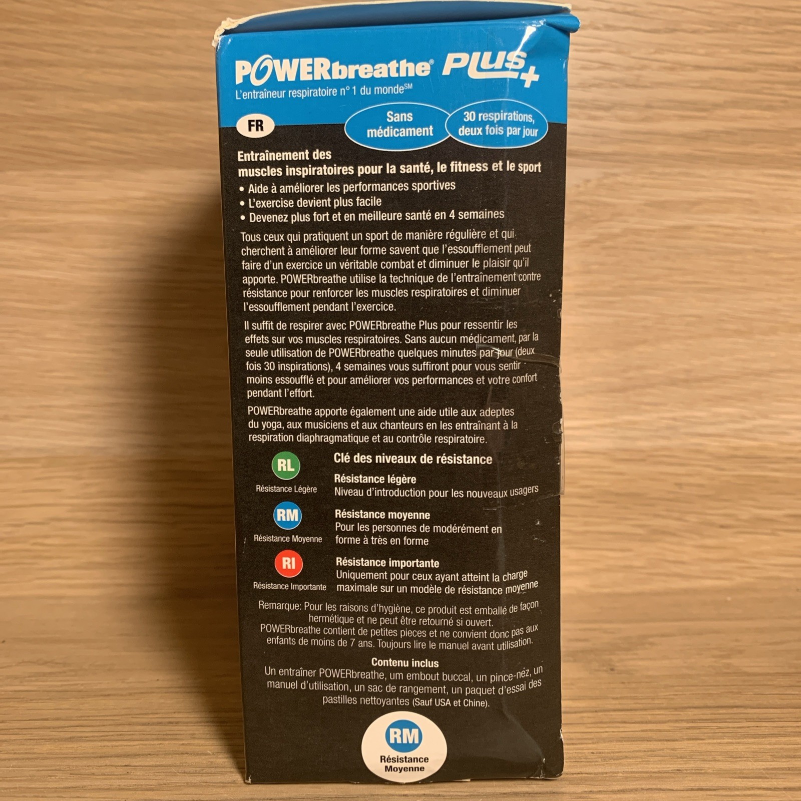 POWERbreathe Plus Medium Resistance Breathing Muscle Trainer Blue NEW OPEN BOX