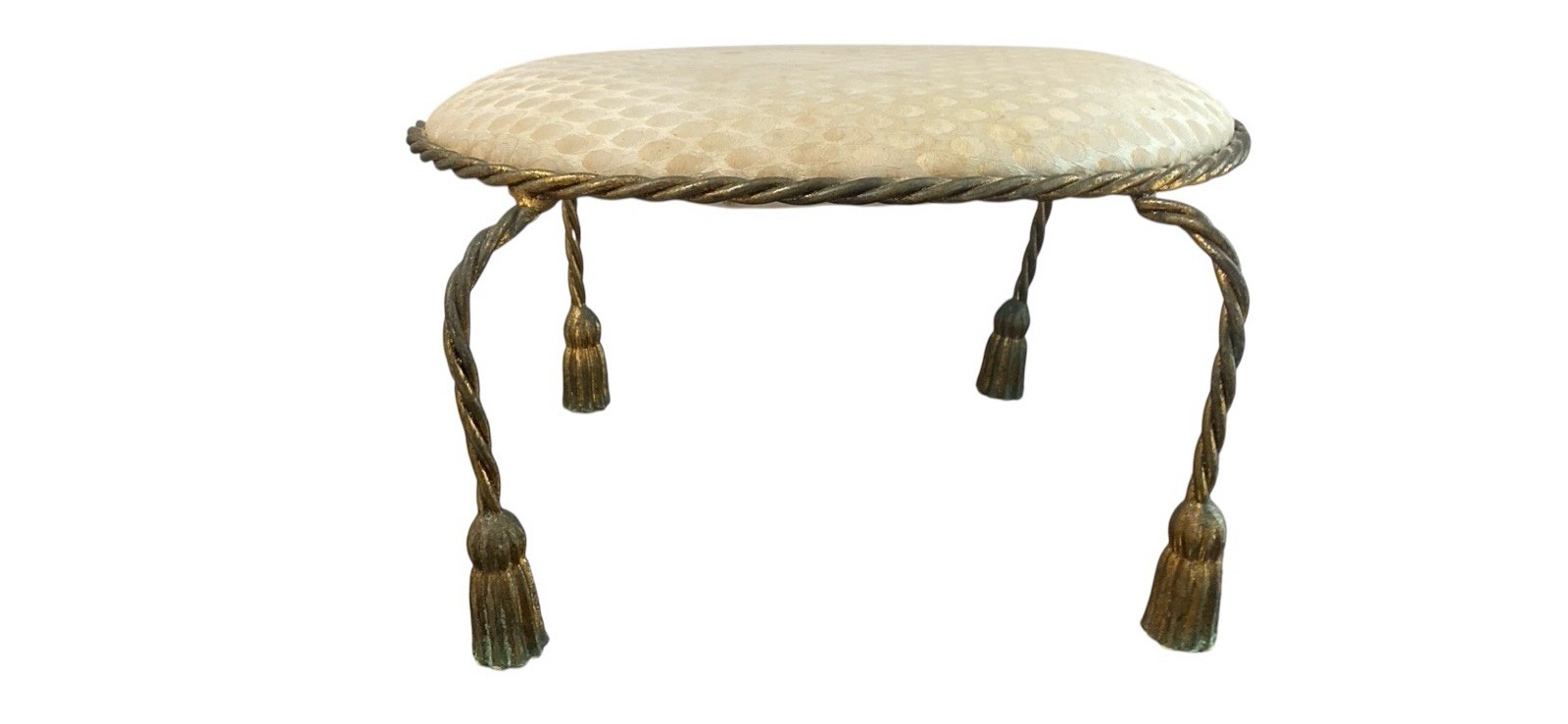 RARE EUC 1960s Hollywood Regency Gold Gilt Tassel Footstool Edward P Paul & Co