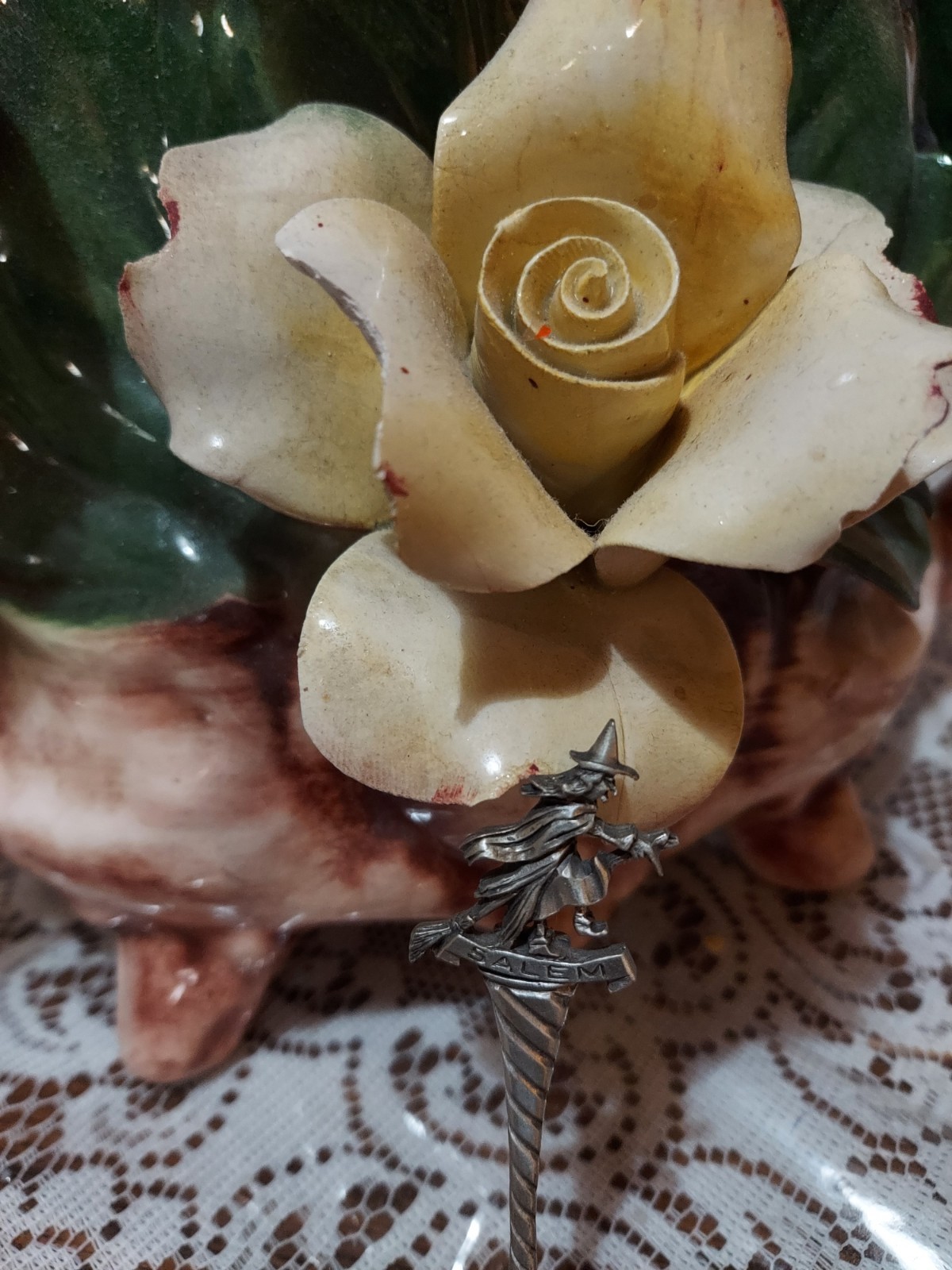 Vintage Souvenir Pewter Spoon, Salem Massachusetts, Witch Spoon