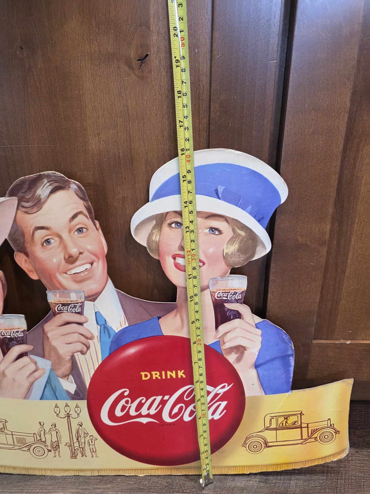 RARE Vintage 1920s Style Coca-Cola Cardboard Die-Cut Sign -24" Store Display Gas