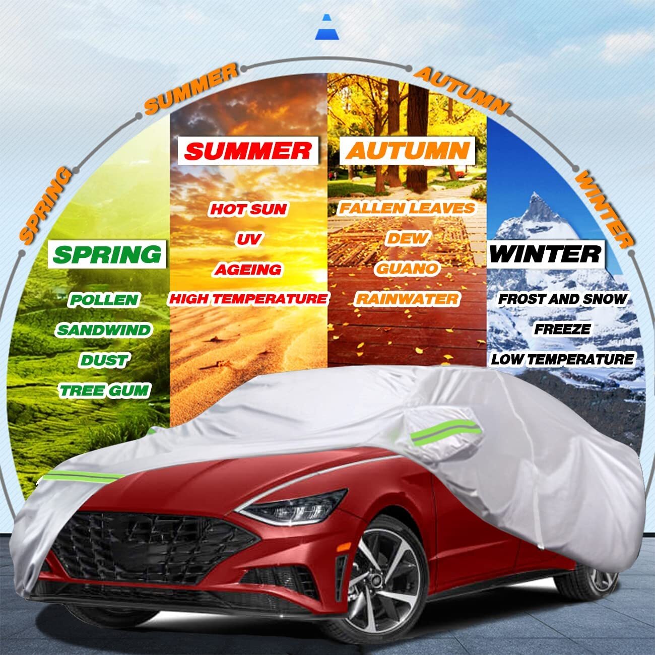 For Honda Civic Full Car Cover Outdoor Sun UV Protection Dust Rain Resistant