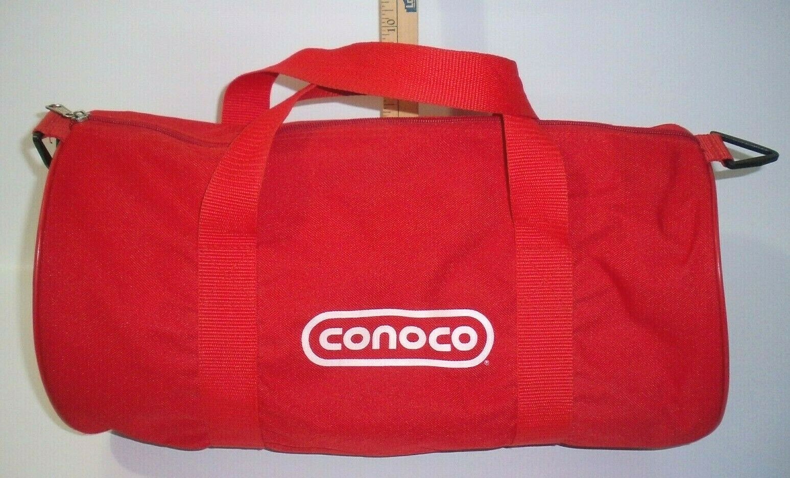 Vintage Conoco Red Canvas Duffle Gym Bag, Rare!