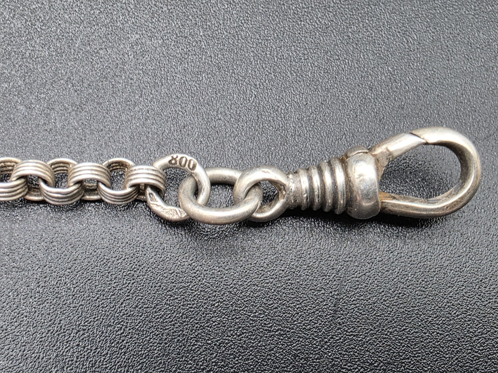 Antique Belle Époque Silver 800 Pocket Watch Chain Albertina France c1900