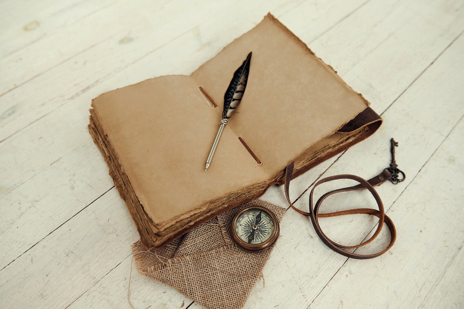 Rustic Leather Journal Notebook Handmade Deckle Edge Paper Leather Bound Books