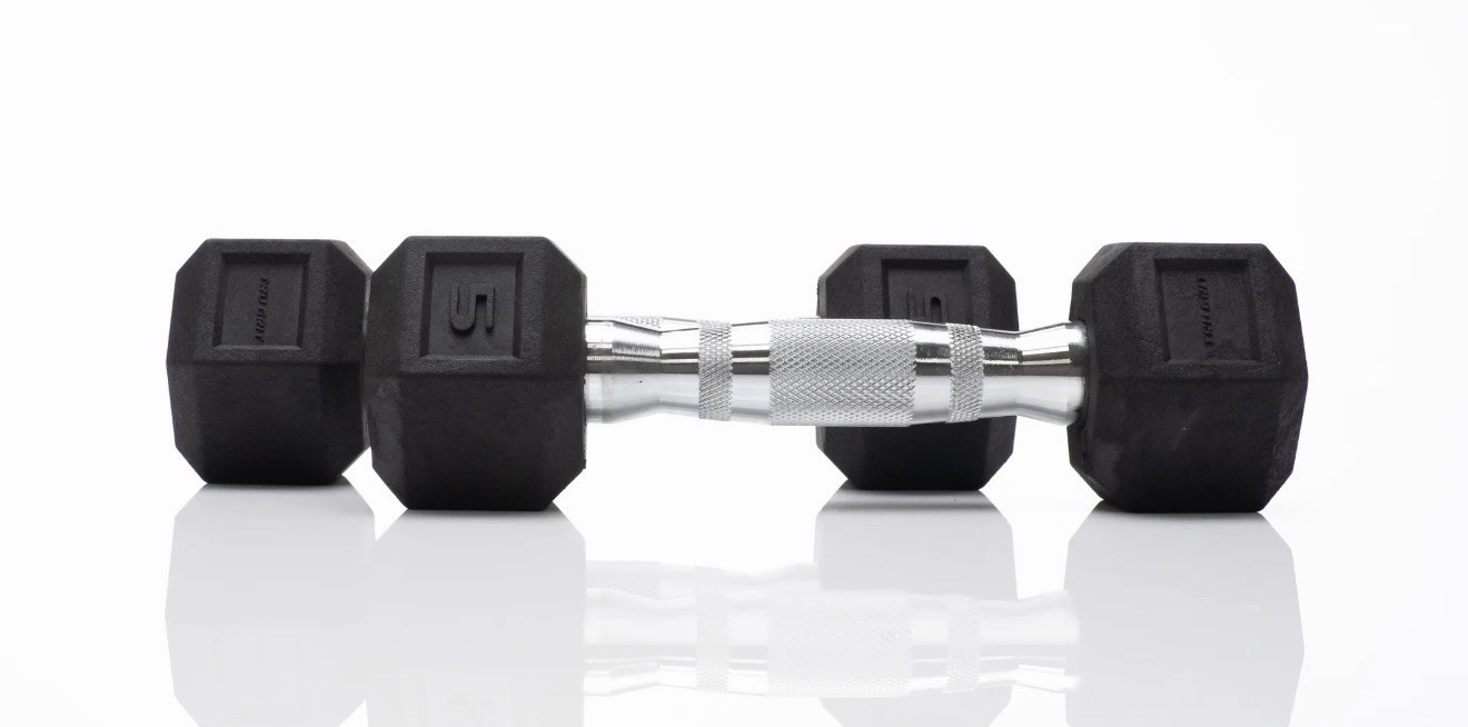5 lb Pair Rubber Coated Hex Dumbbell Set, 10 Pounds Total New